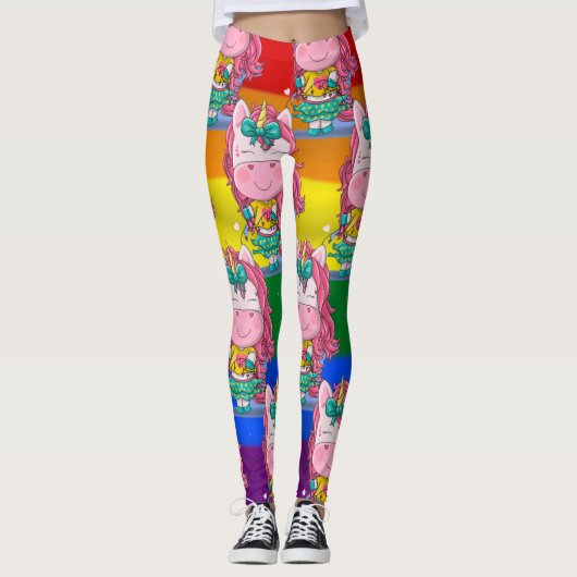 Rainbow Unicorn Sparkles Leggings (Voorkant)