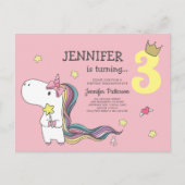 Rainbow Unicorn Stars Anniversaire Invitation (Devant)
