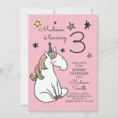Rainbow Unicorn Stars Anniversaire Invitation (Devant)