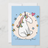 Rainbow Unicorn Stars Anniversaire Invitation (Dos)