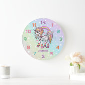 Rainbow Unicorn Stars Nursery Decor Wall klok (Huis)