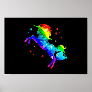 Rainbow Unicorn sterren sterrenruimte met sterrens Poster