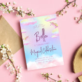 Rainbow Unicorn troisième invitation de fête d'ann