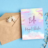 Rainbow Unicorn troisième invitation de fête d'ann