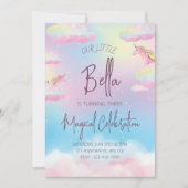 Rainbow Unicorn troisième invitation de fête d'ann (Devant)