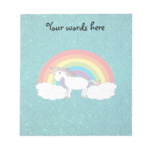 Rainbow unicorn turquoise glitter notitieblok