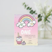 Rainbow Unicorn Uitnodiging Briefkaart (Staand voorkant)