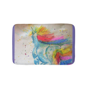 Rainbow Unicorn unicorns Waterverf Bath Mat