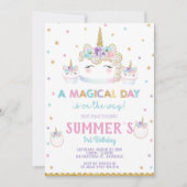 Rainbow Unicorn Verjaardag Cake Uitnodiging Cupcak (Voorkant)