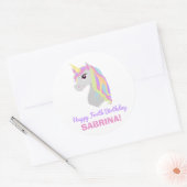 Rainbow Unicorn Verjaardag Custom Name Age Sticker (Envelop)
