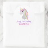 Rainbow Unicorn Verjaardag Custom Name Age Sticker (Tas)