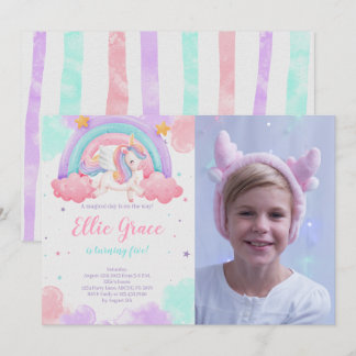Rainbow Unicorn Verjaardag Magische Eenhoorn Foto Kaart