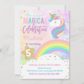 RAINBOW UNICORN Verjaardag Uitnodiging Bewerkbaar  (Voorkant)