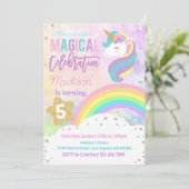 RAINBOW UNICORN Verjaardag Uitnodiging Bewerkbaar  (Staand voorkant)