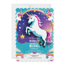 Rainbow Unicorn verjaardagsuitnodigingen - Magisch