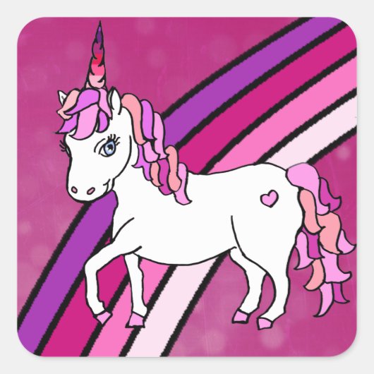 Rainbow Unicorn Vierkante Sticker (Voorkant)
