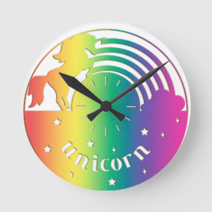 Rainbow Unicorn Wall Clock Ronde Klok