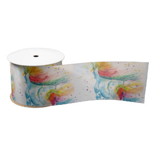 Rainbow Unicorn Waterverf Schilderen Satin Ribbon Lint