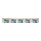 Rainbow Unicorn Waterverf Schilderen Satin Ribbon Lint (Voorkant)