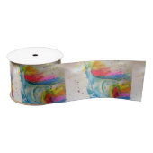 Rainbow Unicorn Waterverf Schilderen Satin Ribbon Lint (Spoel)