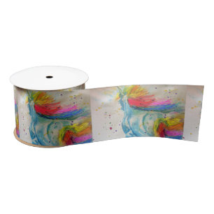 Rainbow Unicorn Waterverf Schilderen Satin Ribbon Lint