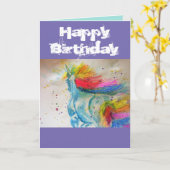 Rainbow Unicorn Waterverf Whimsical art Card Kaart (Gele Bloem)