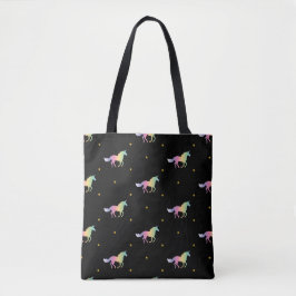 Rainbow Unicorns & Gold Stars Pattern Draagtas