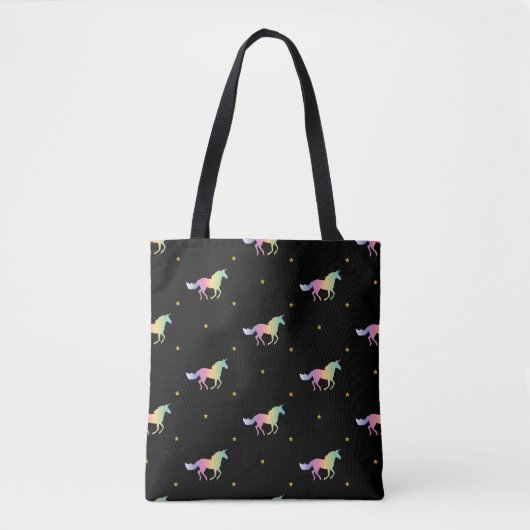 Rainbow Unicorns & Gold Stars Pattern Draagtas (Voorkant)