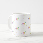 Rainbow Unicorns & Gold Stars Pattern Koffiemok (Voorkant links)