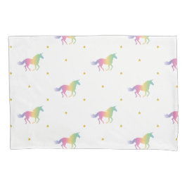 Rainbow Unicorns & Gold Stars Pattern Kussensloop