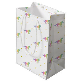 Rainbow Unicorns & Gold Stars Pattern Medium Cadeauzakje