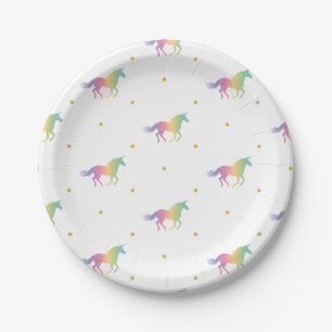 Rainbow Unicorns & Gold Stars Pattern Papieren Bordje