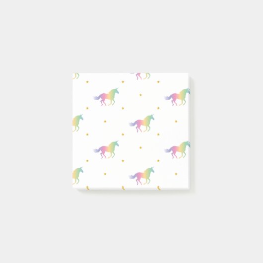 Rainbow Unicorns & Gold Stars Pattern Post-it® Notes (Voorkant)