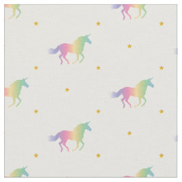 Rainbow Unicorns & Gold Stars Pattern Stof