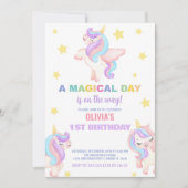 Rainbow Unicorns Invitations d'anniversaire (Devant)