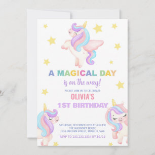 Rainbow Unicorns Invitations d'anniversaire