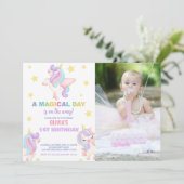 Rainbow Unicorns Invitations d'anniversaire avec p (Debout devant)