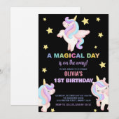 Rainbow Unicorns Verjaardag Uitnodigingen (Voorkant / Achterkant)