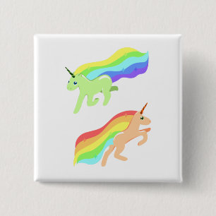 Rainbow Unicorns Vierkante Button 5,1 Cm