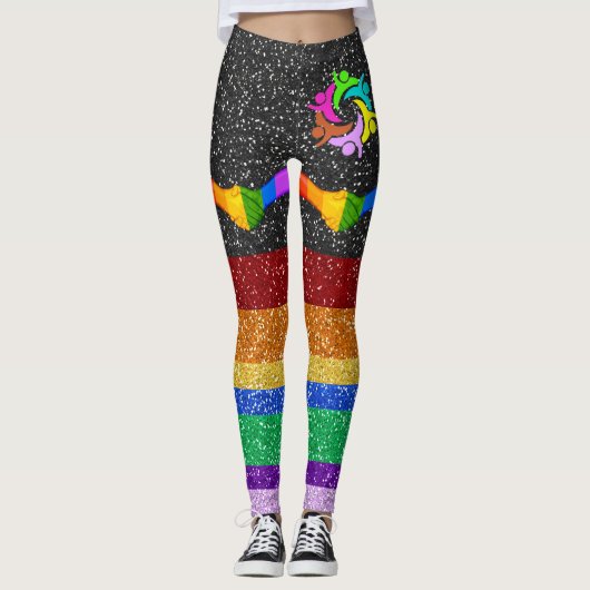 Rainbow Unity Glitter Afbeeldingen Pop Mode Leggin Leggings (Voorkant)
