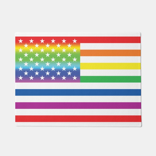 Rainbow US Flag LGBT Pride Deurmat (Voorkant)