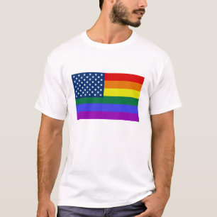 Rainbow USA Vlag man shirt