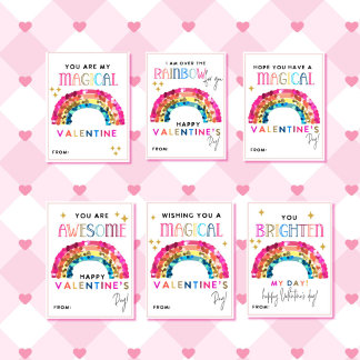 Rainbow Valentine's Day Kids Classroom cards Briefhoofd