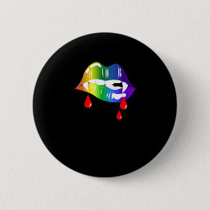 Rainbow Vampire Lips Bijten - LGBT Pride T-Shirt Ronde Button 5,7 Cm