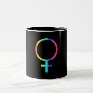 Rainbow Venus Symbol Astrology Zodiac Planet Sign Tweekleurige Koffiemok