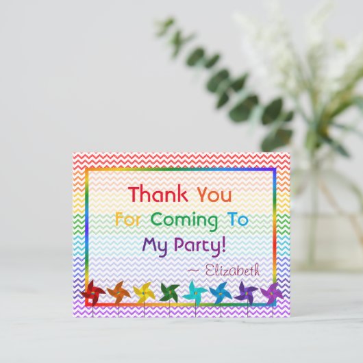 Rainbow Verjaardag Pinwheels Bedankt Briefkaart (Staand voorkant)