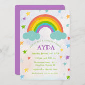 Rainbow verjaardagsfeestuitnodiging kaart (Voorkant / Achterkant)