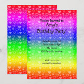 Rainbow verjaardagsuitnodiging harten kaart (Voorkant / Achterkant)