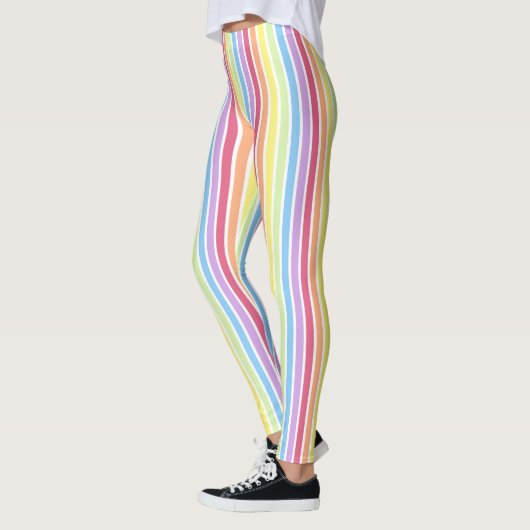 Rainbow Verticale stripes Pastel Kleurig Leggings (Links)