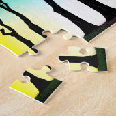 Rainbow Vibrant Sky Over Zwart Silhouet Bomen Legpuzzel (Zijkant)